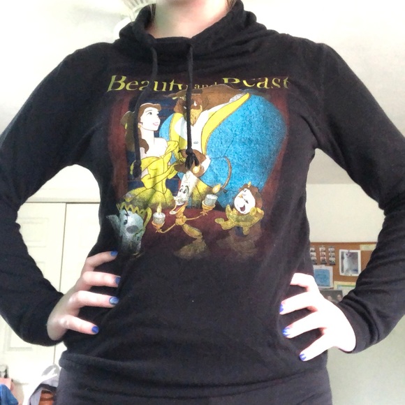 Beauty and the Beast Black Hoodie Top - Picture 2 of 2